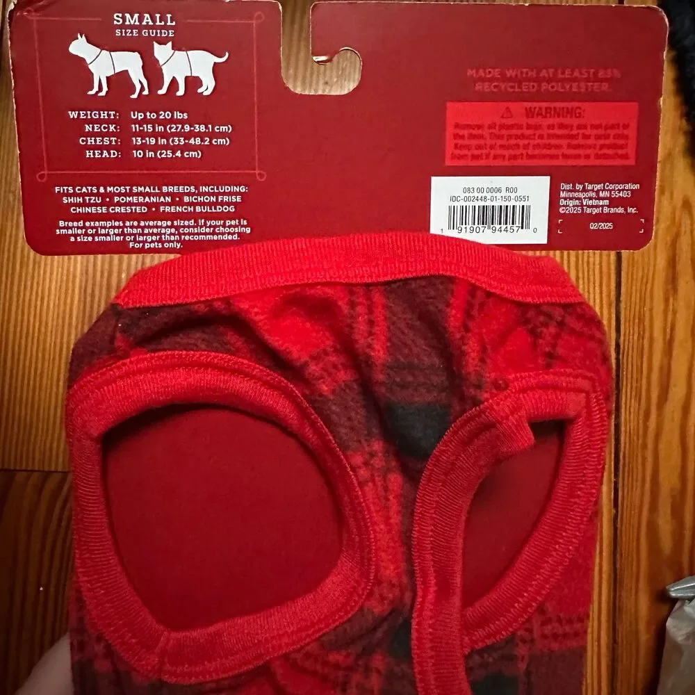 NEW Small plaid pet pajama
